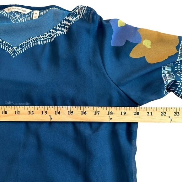 Soft Surroundings Dress Womens Size M Hibiscus Sheer lined Pockets Boho Coastal - Picture 10 of 15